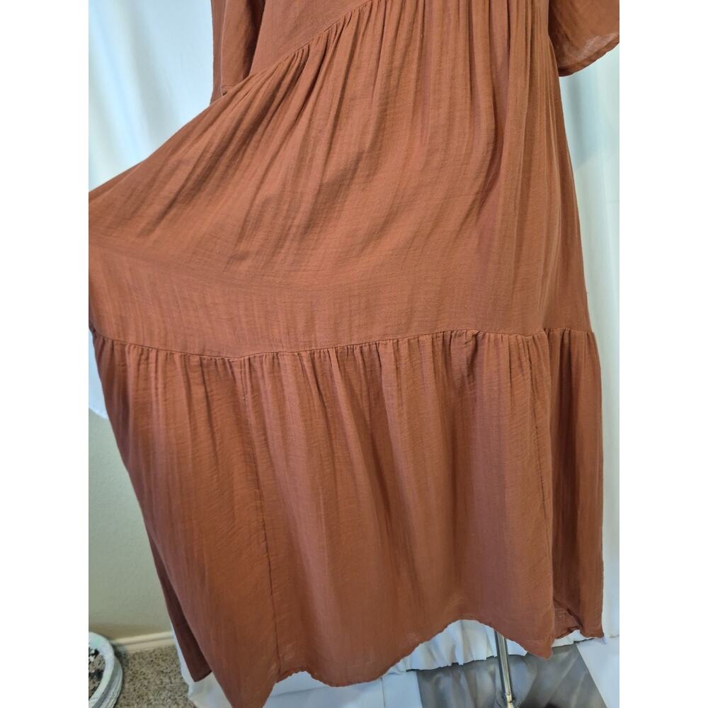 Anthropologie Somerset Brown Cotton Midi Dress XXS - Picture 5 of 9